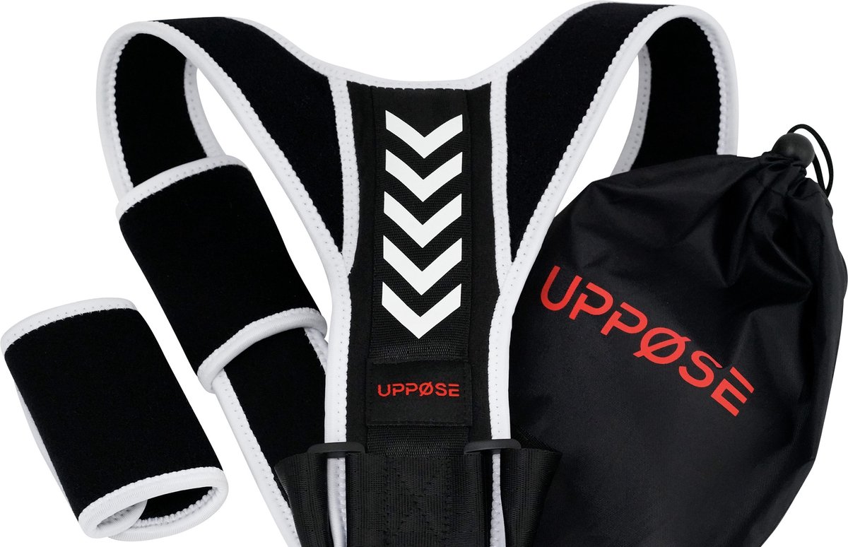 UPPOSE® - Rugbrace - Rugband - Postuur en rug corrector - Houding verbeteren en rugklachten verminderen + 2 Softpads voor extra comfort