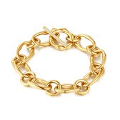 Twice As Nice Armband in goudkleurig edelstaal, ovale en ronde schakels  19 cm