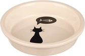 Trixie voerbak keramiek wit met silhouette kat - 250 ml 13 cm - 1 stuks