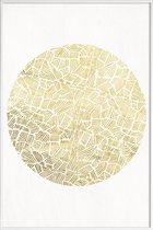 JUNIQE - Poster met kunststof lijst Inca Sun -13x18 /Geel & Wit