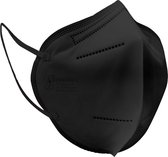 Omnitex FFP2 Zwart - gezichtsmasker - 10 stuks, individueel verpakt | Hoge filtratie - 5 lagen | EN149 CE-gecertificeerd | Hypoallergeen | Vloeistofbestendig | Oorlussen en aanpasb