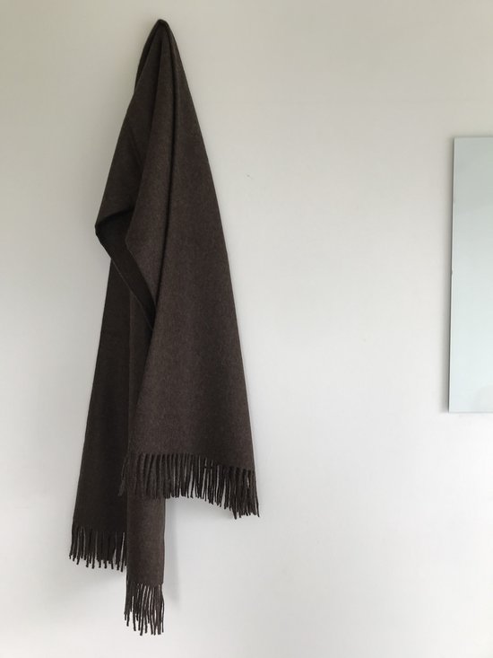Plaid 100% laine d'alpaga - couverture - marron foncé - 130 x 180 cm