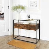 VASAGLE console tafel in industrieel ontwerp, stabiele console glastafel met 2 laden, dressoir, gangtafel, bijzettafel, lounge foyer, vintage bruin-zwart LNT11BX