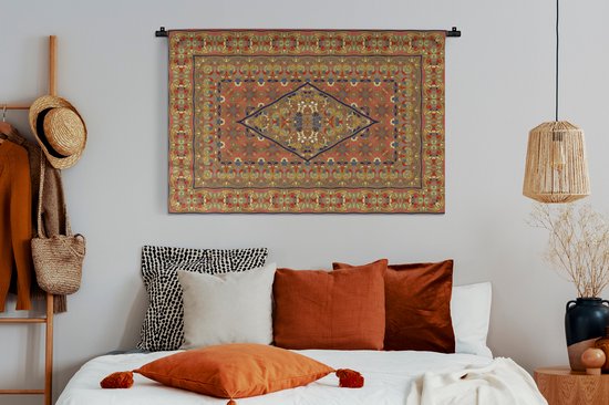 Tapisserie - Tissu Mural - Tapisserie Persane - Tapis - Jaune - Rouge - 120x80 cm - Tapisserie