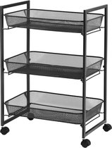 MIRA Home - Keukentrolley - Keukrenrek - 3 lagen - Wielen - Metaal - Grijs  - 42x26x62