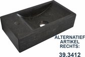Bally B-Stone Fontein Hardsteen Kraangat Links 40x22x10cm Natuursteen Zwart