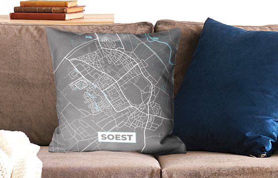 Sierkussen - City Map Soest - Multicolore - 50 Cm X 50 Cm