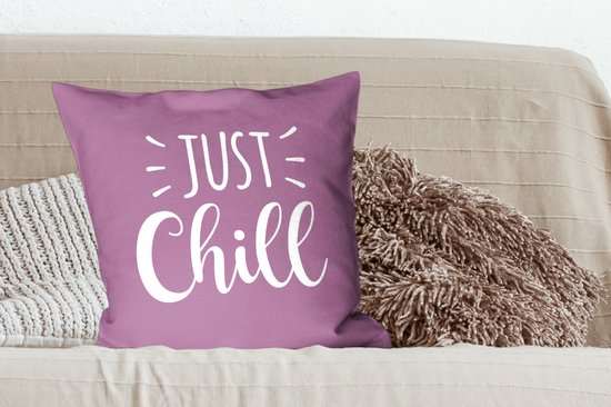 Sierkussen - Just Chill Sur Fond Violet - Multicolore - 60 Cm X 60 Cm