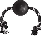 Kong extreme bal met touw zwart / wit - 7,5x7,5x7,5 cm - 1 stuks
