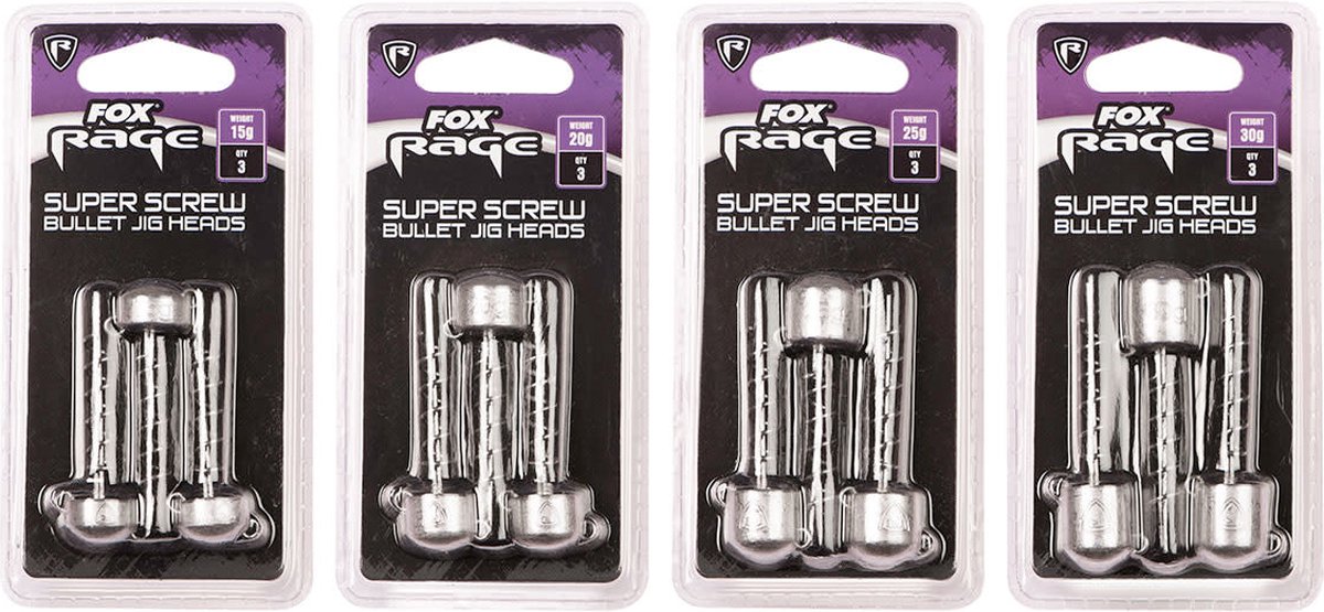 Fox Rage Super Screws Bullet Jig Heads (3 pcs) - Maat : 20g