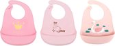 MINIIYOU® Duo pack meisjes siliconen slabbetjes | Siliconen  Slabber  verstelbaar  met opvangbak - prinses - konijn |BPA - Vrij | Waterproof - Waterdichte slabbetjes | Baby en Peuter Slabbetj