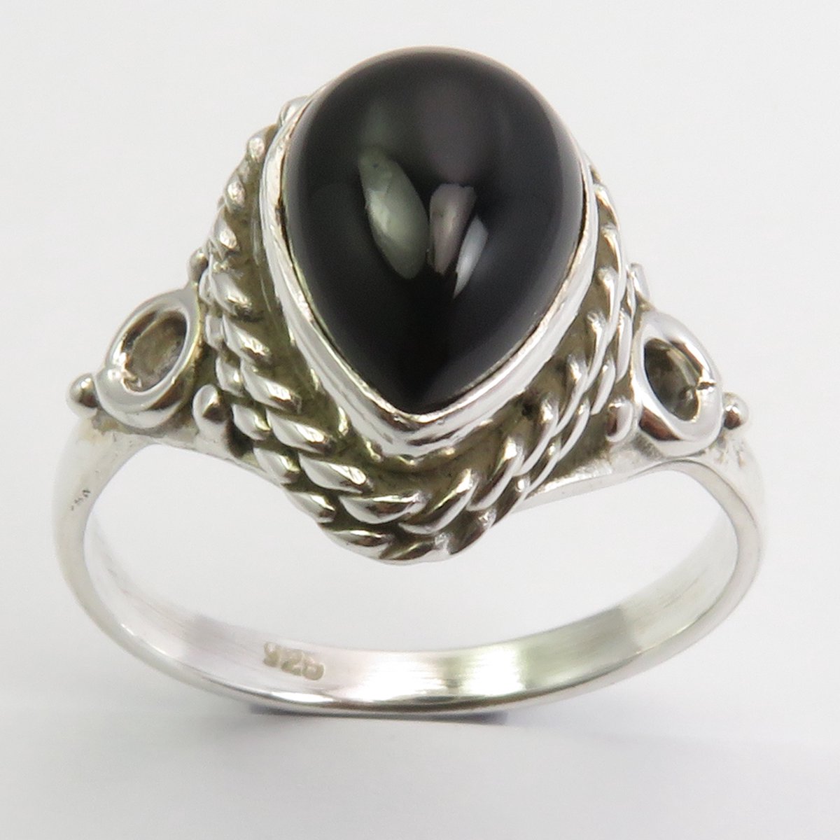 Natuursieraad - 925 sterling zilver onyx ring maat 18.25 MM - luxe edelsteen sieraad - handgemaakt