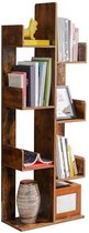 IN.HOMEXL - Tesbury - Boekenkast in boomvorm, Staand Rek met 8 vakken, Opbergplank, 50 x 25 x 140 cm, met afgeronde hoeken, Vintage Bruin