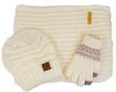Winter set | beanie| sjaal | acryl handschoenen | dames en heren | Beige