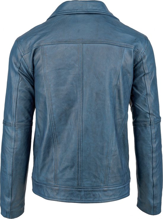 Urban 5884® - Calvin - Homme - Veste en cuir d'agneau - Veste décontractée - Blauw - Taille 5XL
