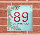 Huisnummer naambord met naam plexiglas 20x20x0,5cm modelnummer 1027 - Huisnummerbordjes, Naambordje voordeur, naamplaatje voordeur