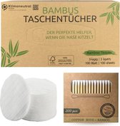 40 Biokatoen Wattenschijfjes | 100 Bamboe Tissues | 200 Bamboe Wattenstaafjes | Duurzaam Verzorgingspakket