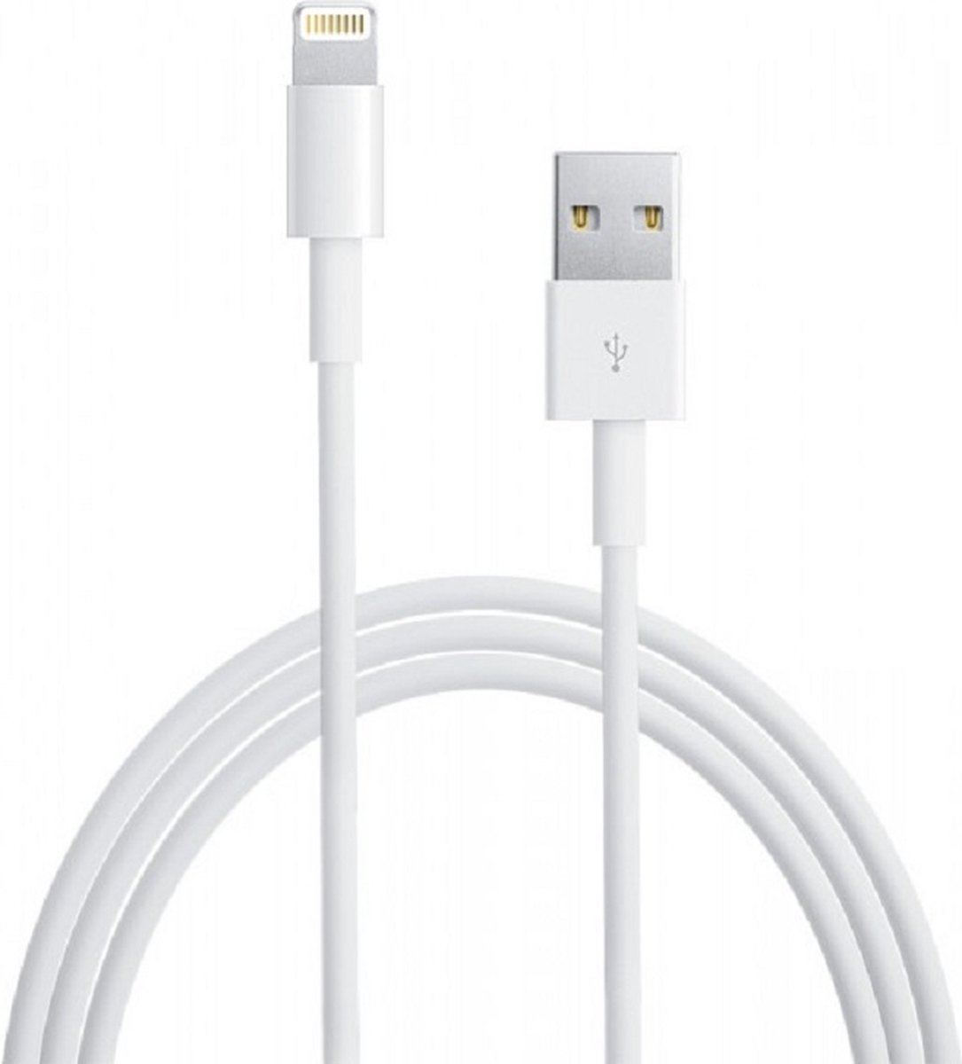 Jumada's Lightning Oplader En Data USB Kabel - USB 2.0 Kabel -  Lightning Connector Naar USB - Male-1 Meter - Wit