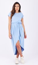 maxi jurk met split blauw