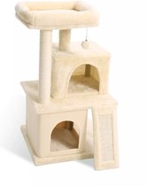 Kamyra® Grote Krabpaal voor Katten - Sisal Touw Speelgoed - Met Kattenspeeltjes, Kattenmand en Krabplank - Beige, 86 cm hoog