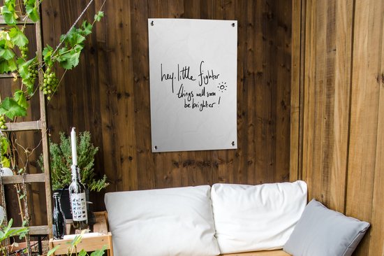 Posters de jardin à l'extérieur Proverbes - Citations - Hé, les petites choses de combattant seront bientôt plus lumineuses ! - Motivation - 60x90 cm - Toile de jardin - Affiche extérieure
