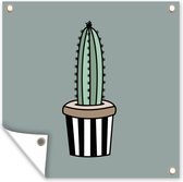 Tuinposters Cactus - Bloempot - Design - 50x50 cm - Tuindoek - Buitenposter