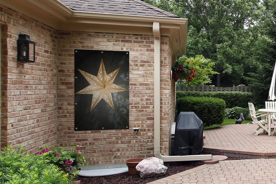 Une étoile illuminée pendant le jardin d'hiver affiche 80x120 cm - Toile de jardin / Toile d'extérieur / Peintures d'extérieur (décoration de jardin)