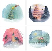 Kerstkaarten | Set van 4 | Dromen in de sneeuw | Illu-Straver