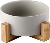 Serveerschaal - schaal - keramiek kom - Grijs - Bamboe - Hout - Industrieel - Ø 16 cm x 6.5 cm