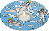 Goebel® - James Rizzi | Windlicht / Theelicht "Fly on my sweet Angels" | Porselein, 15cm, waxinelicht houder