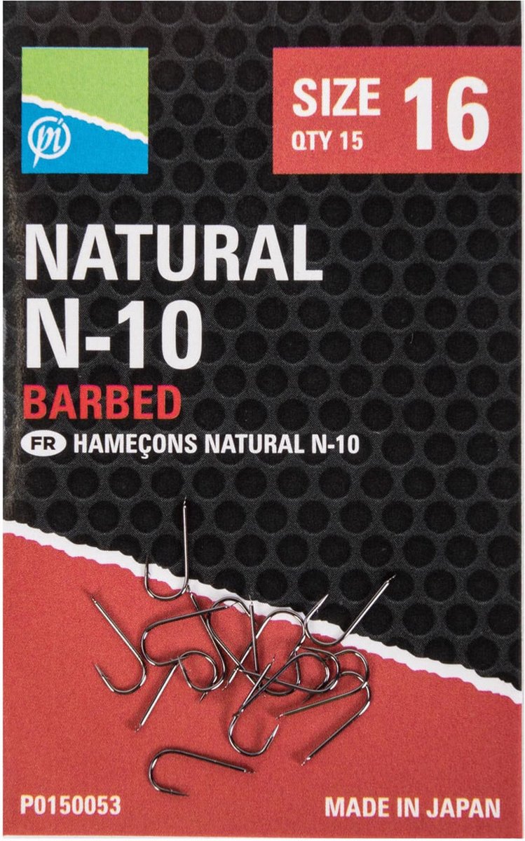 Preston Natural N-10 Barbed (15 pcs) - Maat : 22