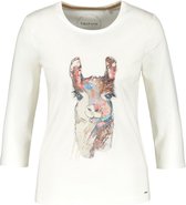 TAIFUN Dames Shirt met lamaborduursel van GOTS-gecertificeerd katoen Canvas gemustert-46