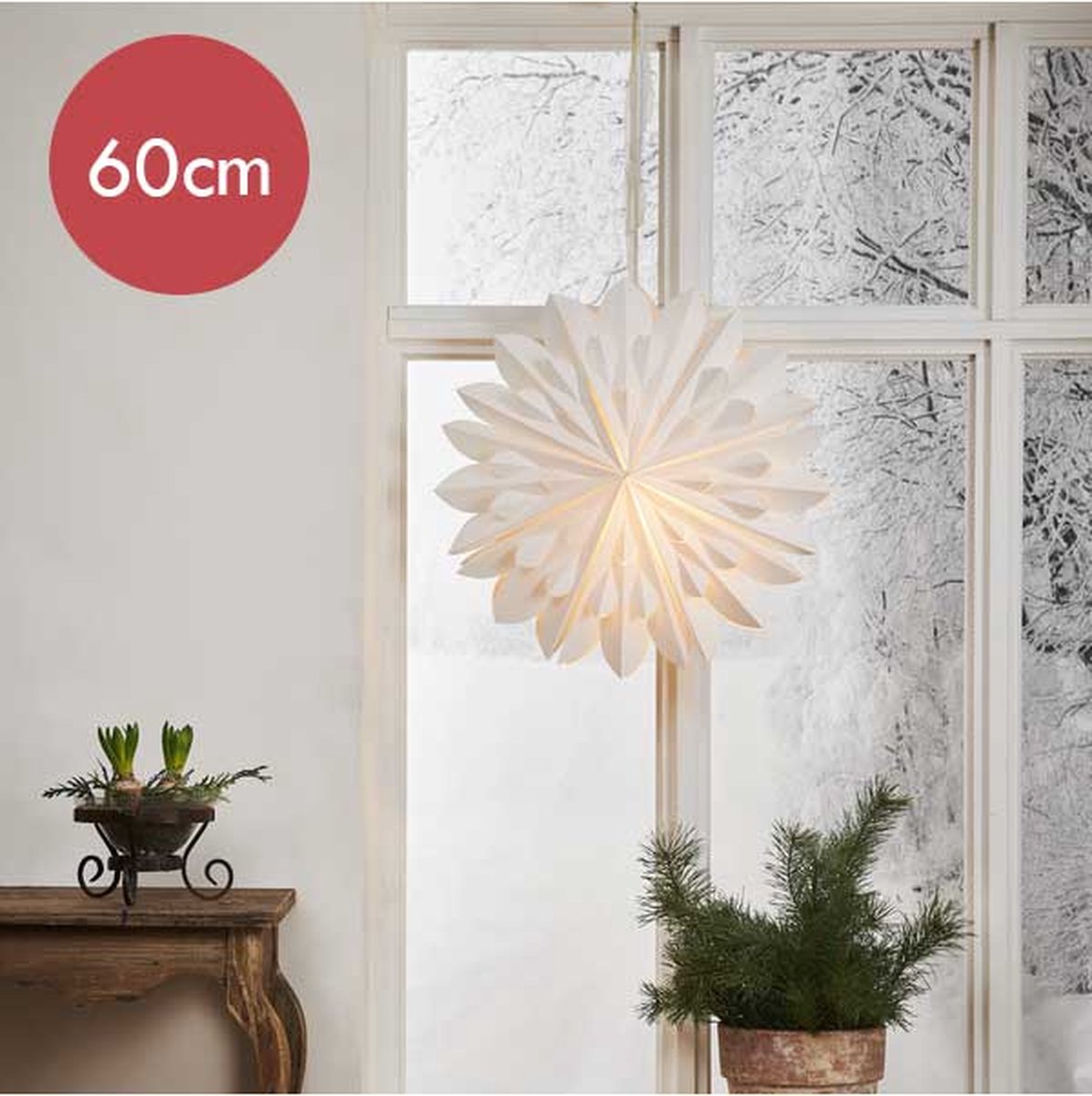 Star Trading Witte papieren kerstster Clipp - 60 cm