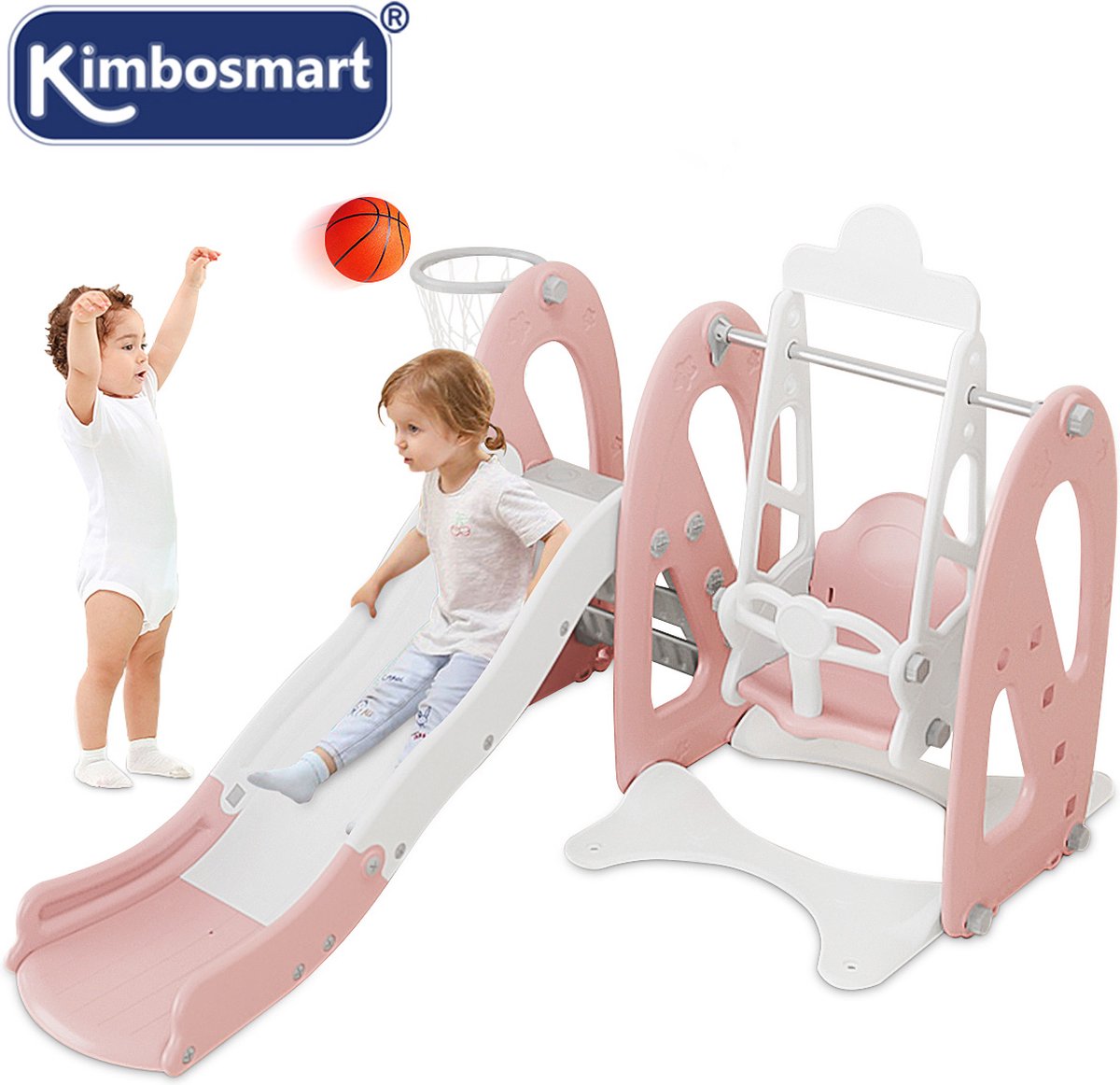 Kimbosmart Glijbanen- Speelset voor Binnen of Buiten - Tuin- en Buitenspeelgoed voor Kinderen, Duurzaam, Stabiel, Veilig - Roze (Aanbevolen leeftijd 6 months-10 years)