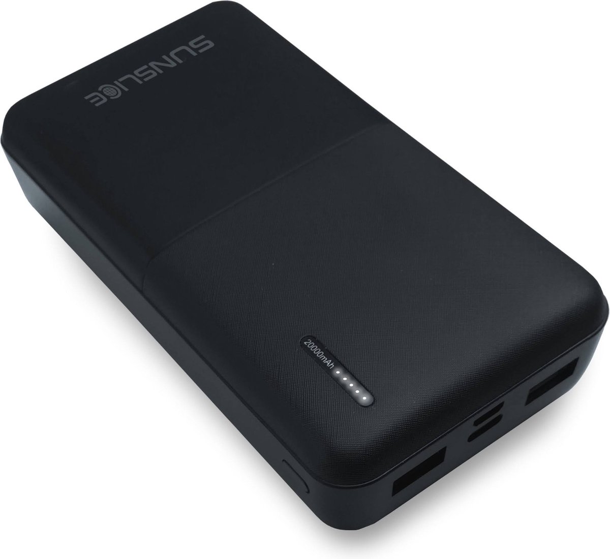 Sunslice | Gravity 20 - Externe Batterij 20000 mAh, 2 USB-poorten, USB-C (in & uit), 18W Ultra Fast Power voor iPhone, Samsung, Huawei, iPad en anderen