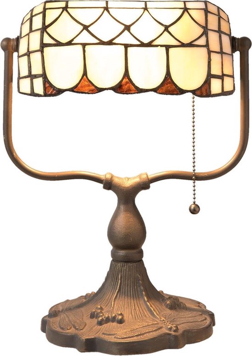 Tiffany tafellamp bankierslamp met trekschakelaar