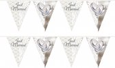 2x stuks just Married Bruiloft thema vlaggenlijn 10 meter - Versiering/decoratie slingers