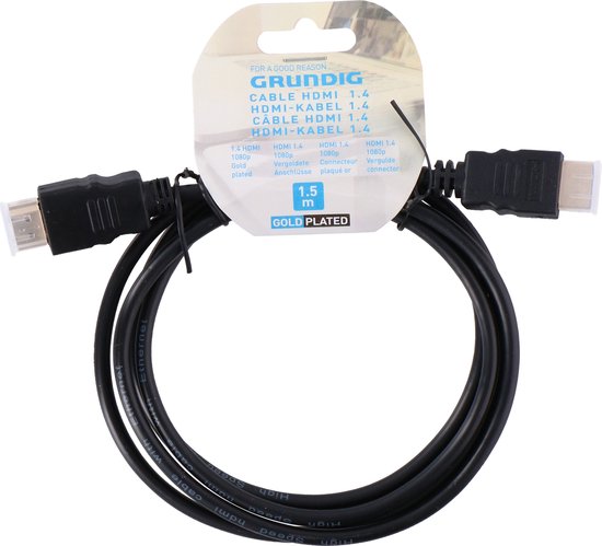 Grundig HDMI Kabel - 1.4 - Zwart - 1.5 Meter - 4K Resolutie - met Ethernet  -... | bol.com