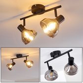 Belanian - Zwarte Smoke Hanglamp - 2 delige - Tyksov - Gerookt glas - Plafondlamp - industriële LED lamp - Vintage look lamp - Muurlamp - Zwart - Unieke lamp - Design lamp - Glaslamp