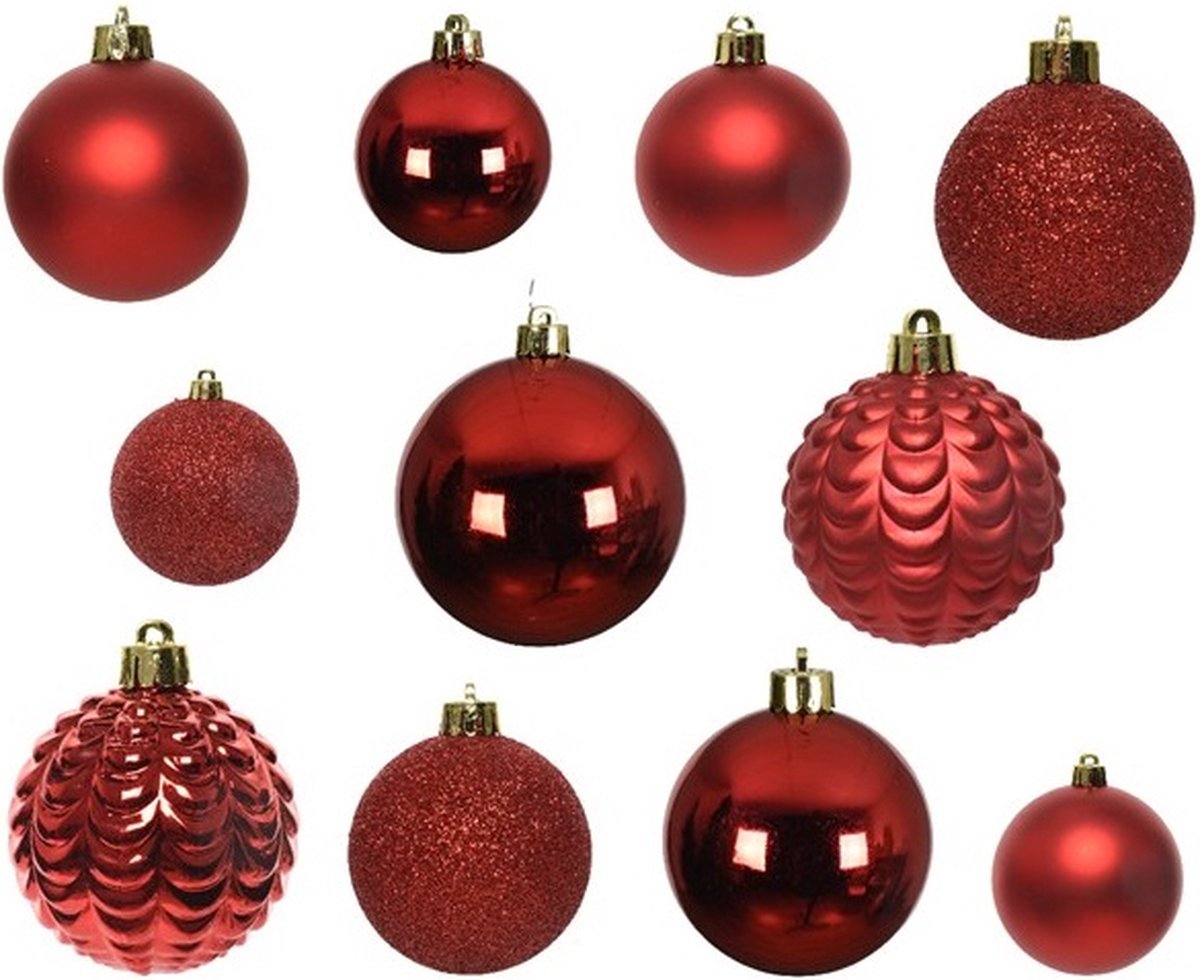 Parya Home – Kerstballen set – 100 stuks – Kunststof - Rood - Diverse maten – foto 2