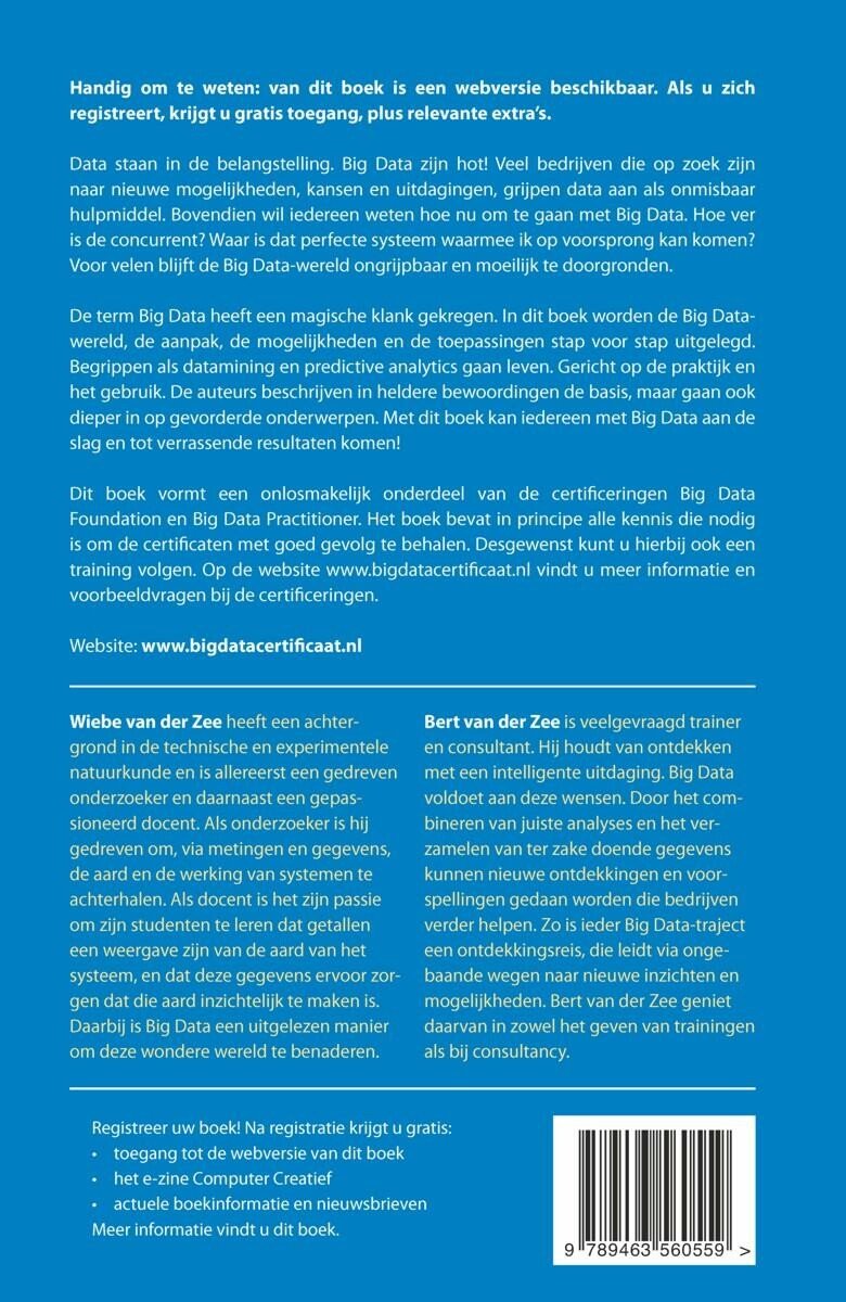 Achterkant van een boek met tekst en een barcode. Beschrijft de inhoud en auteurs.