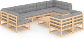 vidaXL 10-delige Loungeset met kussens massief grenenhout