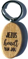 Sleutelhanger - Hout - Jezus houdt van jou - Christelijk, Bijbel