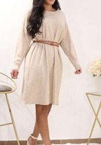 Dunne trui jurk | beige | one size | zonder riem