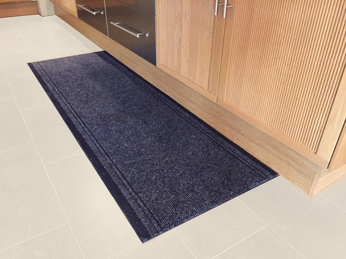 JYG Tapijtloper Club Blauw 66 x 900 cm (= 9m ) - Keukenloper - Anti Slip - snijdbaar