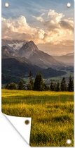 Affiche de jardin Alpes - Coucher de soleil - Berg - 30x60 cm - Toile jardin - Affiche extérieure