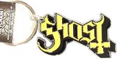 Ghost Metalen Die Cast Relief Logo Sleutelhanger Zilver/Zwart/Geel - Officiële Merchandise