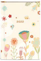 Fragile zakagenda 2022 - iets groter dan een A7 formaat zakagenda - binnenzijde 7 dagen 2 pagina planner - zakformaat (9x13cm) vanille met bloemenprint