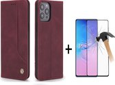 GSMNed - Leren telefoonhoes 11 rood - Luxe iPhone hoesje - iPhone hoes shockproof - pasjeshouder/portemonnee – rood - 1x screenprotector iPhone 11