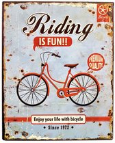 2D vintage metalen bord 20x25cm "Enjoy your life with bicycle"